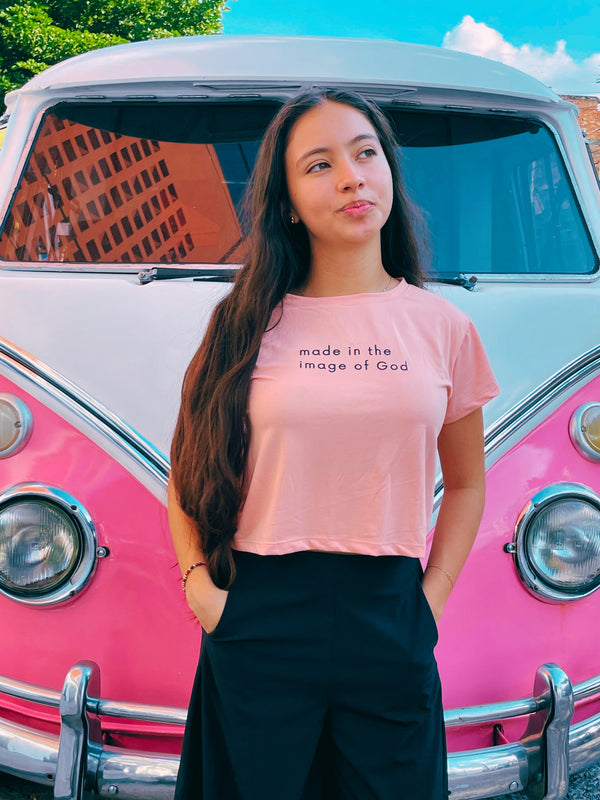 Camiseta Corta "Made in the Image of God" | Oversized Crop Top