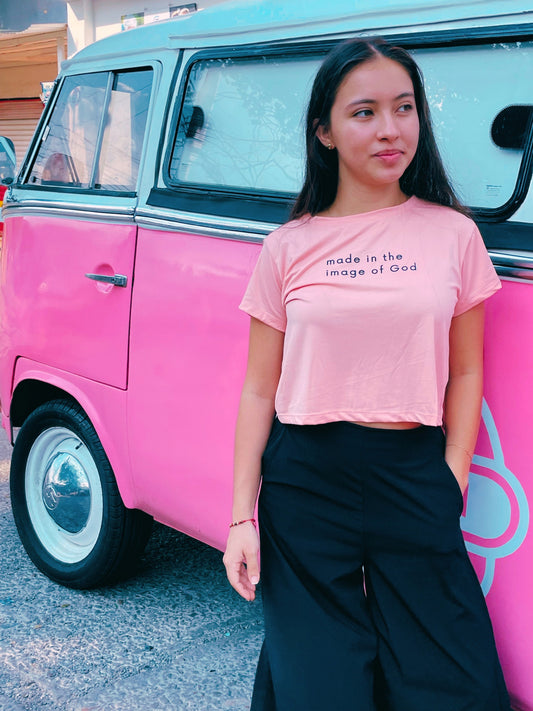 Camiseta Corta "Made in the Image of God" | Oversized Crop Top